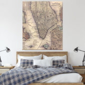 NYC en Brooklyn Map (1847) Canvas Afdruk (Insitu (Slaapkamer))