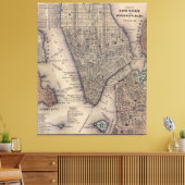 NYC en Brooklyn Map (1847) Canvas Afdruk (Insitu (Woonkamer))