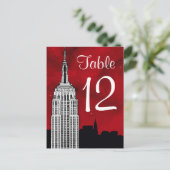 NYC ESB kyline Silhouet Rood Sterrentafelnummer Briefkaart (Staand voorkant)