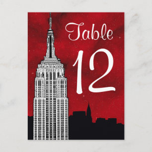 NYC ESB kyline Silhouet Rood Sterrentafelnummer Briefkaart