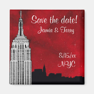 NYC ESB Silhouet van de skyline Rode Ster Datum op Magneet