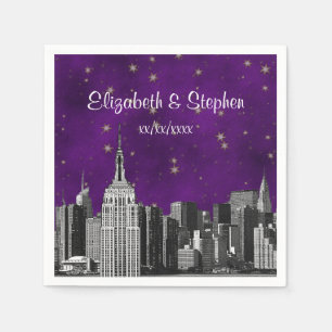 NYC ESB Silhouette Gegraveerd Paarse Sterren Bruil Servetten