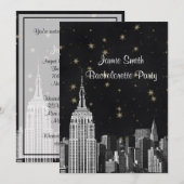 NYC ESB Skyline Etched Black Starry Bachelorette V Kaart (Voorkant / Achterkant)