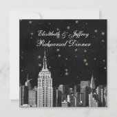 NYC ESB Skyline Etched Black Starry Rehearsal Din Kaart (Voorkant)
