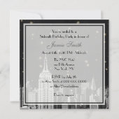 NYC ESB Skyline Etched Black Starry Sweet 16 Kaart (Achterkant)