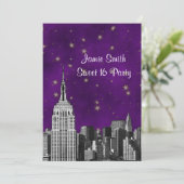 NYC ESB Skyline Etched Paars Starry Sweet 16 V Kaart (Staand voorkant)