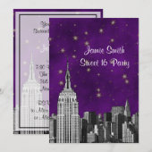 NYC ESB Skyline Etched Paars Starry Sweet 16 V Kaart (Voorkant / Achterkant)
