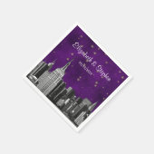 NYC ESB Skyline Etched Paarse Starry Wedding Servetten (Hoek)