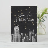 NYC ESB Skyline geëtst zwart sterrenbeeld bruids d Kaart (Staand voorkant)