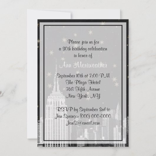 NYC ESB skyline geëtst zwart sterrenbeeld Verjaard Kaart (Achterkant)