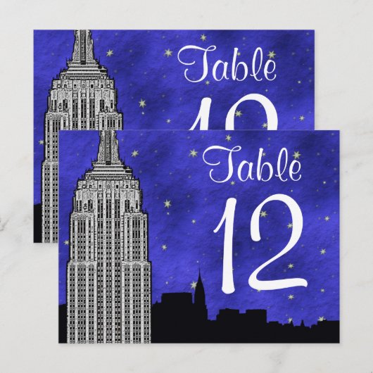 NYC ESB Skyline Silhouet Blu2 Stry Tafelnummer (Voorkant / Achterkant)