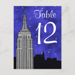 NYC ESB Skyline Silhouet Blu Sterrentafel nummer Briefkaart