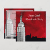 NYC ESB Skyline Silhouet Rood Sterrenbeeld Bachelo Kaart (Voorkant / Achterkant)
