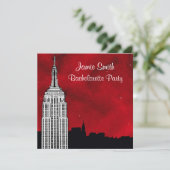 NYC ESB Skyline Silhouet Rood Sterrenbeeld Bachelo Kaart (Staand voorkant)