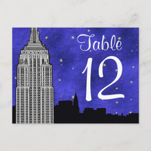 NYC ESB Skyline Silhouette Blu2 Strry Tafel Nummer Briefkaart