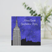 NYC ESB Skyline Silhouette Blue Starry Afstuderen Kaart (Staand voorkant)