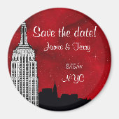 NYC ESB Skyline Silhouette Red Star Save Date R Magneet (Voorkant)