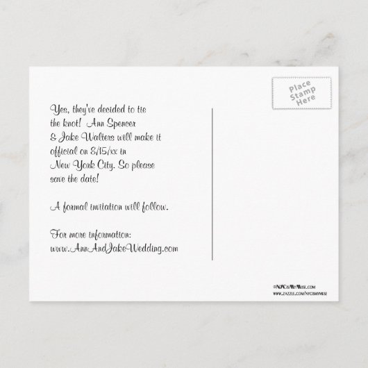 NYC Etched Fisheye Skyline BW Red bewaart de datum Aankondigingskaart (Achterkant)