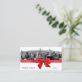 NYC Etched Fisheye Skyline BW Red Place Cards #2 Plaatskaartje (Staand voorkant)