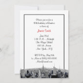 NYC Etched Fisheye Skyline BW Rode Verjaardag Kaart (Achterkant)