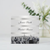 NYC Etched Skyline 2, Black White Vrijgezellenfees Kaart (Staand voorkant)