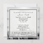 NYC Etched Skyline 2, Black White Vrijgezellenfees Kaart (Achterkant)