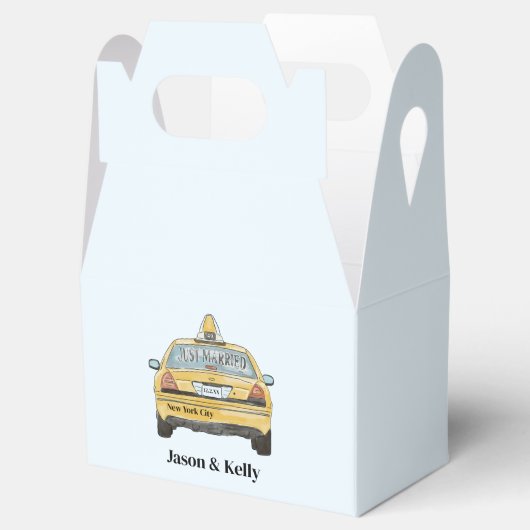 NYC Favor Box. Bruiloft welkomstbox taxi Bedankdoosjes (Geopend)