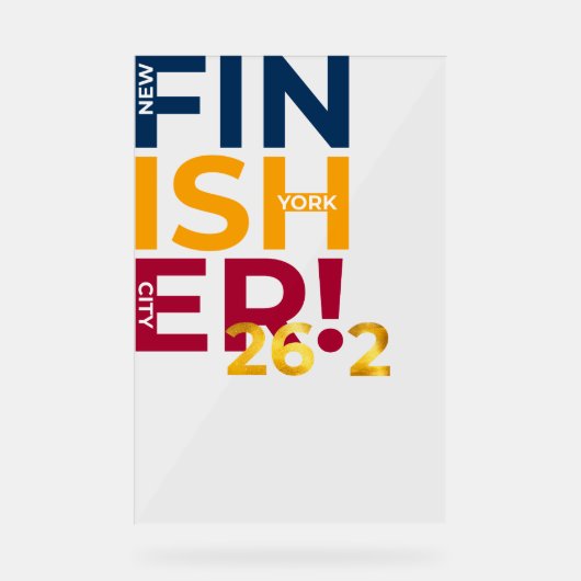 NYC Finisher van de Marathon Acryl Bord (Voorkant)