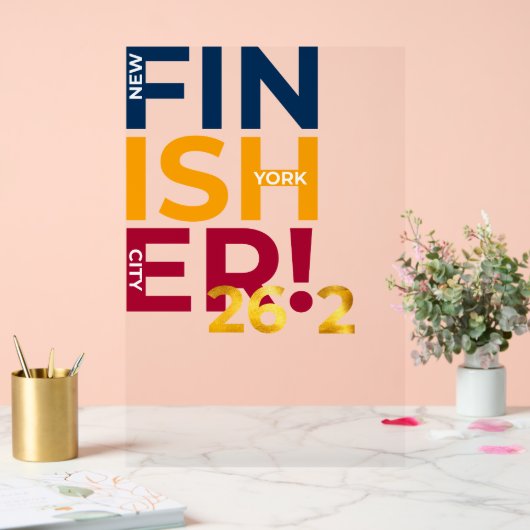 NYC Finisher van de Marathon Acryl Bord (Huwelijk)