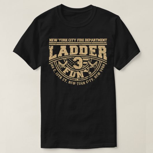 NYC Fire Department Station Ladder 3 New York Fire T-shirt (Design voorkant)