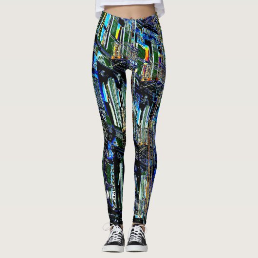 NYC Fire Escapes Pop Art met persoonlijke naam Leggings (Voorkant)