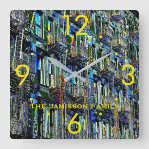 NYC Fire Escapes Pop Art Moderne persoonlijke klok
