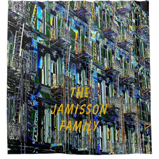 NYC Fire Ontsnapt Pop Art Modern Gepersonaliseerd Douchegordijn (Voorkant)