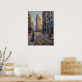 NYC Flatiron Building Straatscène Met Tramspoor Poster (Keuken)