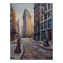 NYC Flatiron Building Straatscène Met Tramspoor