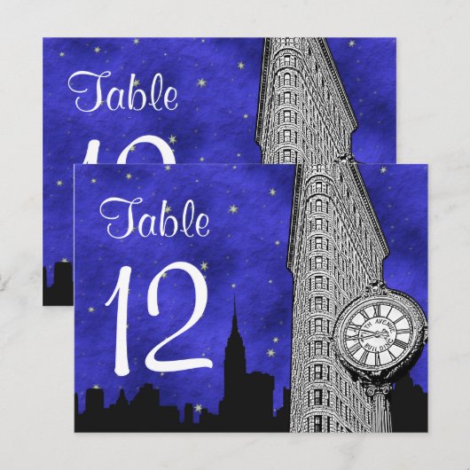 NYC Flatiron Skyline Silhouet BL S2 Tafelnummer (Voorkant / Achterkant)