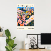 NYC Flower Market Art Print Urban Floral Cityscape (Thuiskantoor)