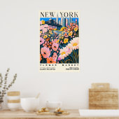 NYC Flower Market Art Print Urban Floral Cityscape (Keuken)