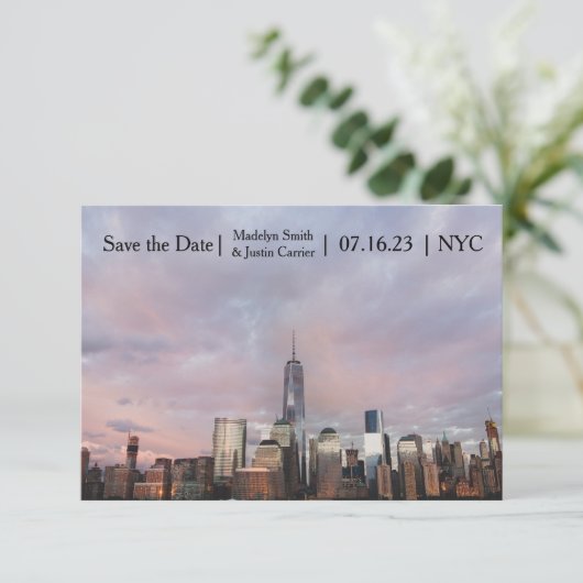 NYC Freedom Tower Foto - 3x5 Opslaan datum Save The Date (Staand voorkant)