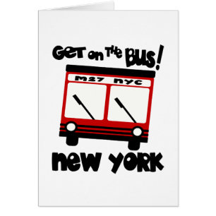 NYC, ga op de bus met rode hybride bus