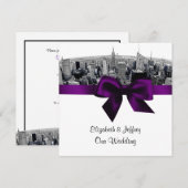 NYC geëtst Fisheye Skyline BW Paarse bruiloft SQ Kaart (Voorkant / Achterkant)