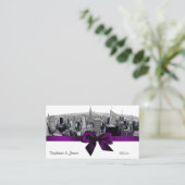 NYC geëtst Fisheye Skyline BW Purpl plaats kaarten Plaatskaartje (Staand voorkant)