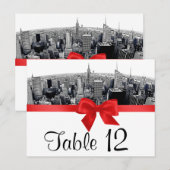 NYC geëtst Fisheye Skyline BW Rood Tafelnummer (Voorkant / Achterkant)