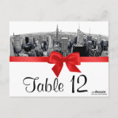 NYC geëtst Fisheye Skyline BW Rood Tafelnummer (Achterkant)