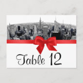 NYC geëtst Fisheye Skyline BW Rood Tafelnummer (Voorkant)