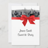 NYC geëtst Fisheye Skyline BW Rood Zoet 16 Kaart (Voorkant)