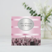 NYC geëtst skyline 2A roze zwart verjaardag Kaart (Staand voorkant)