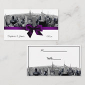 NYC geëtste Fisheye Skyline BW Paarse escort Kaart Plaatskaartje (Voorkant / Achterkant)