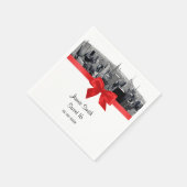 NYC geëtste Fisheye Skyline BW rode servetten (Hoek)