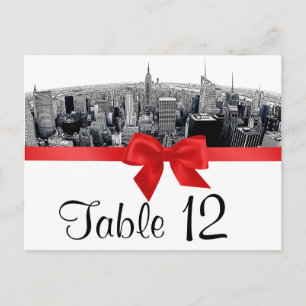 NYC Gegraveerde Fisheye Silhouet Zwart Wit Rood Ta Briefkaart